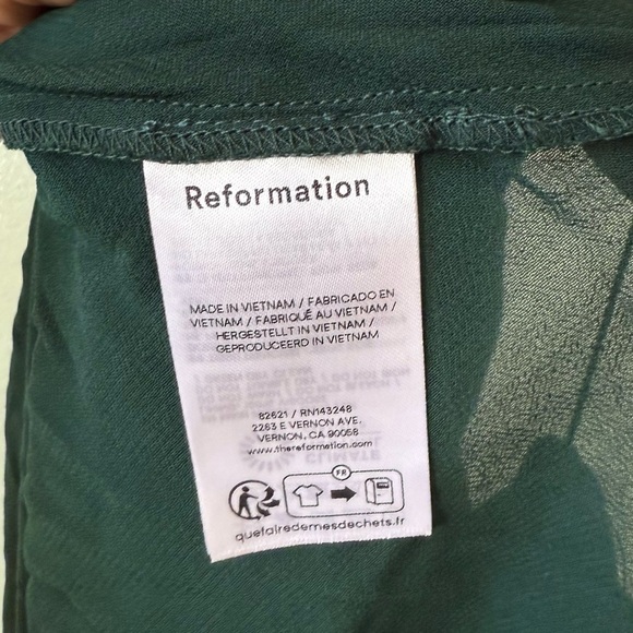 🆕 REFORMATION Anaiis Silk Maxi Dress Forest Green Sz 2 - Picture 6 of 6